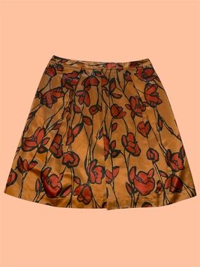 Simply Vera Vera Wang Orange and Black‎ Floral Printed Skirt